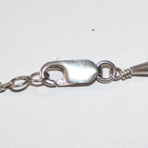 Vintage Sterling Silver Blue Cat Eye Glass Beaded Necklace - Picture 3 of 6